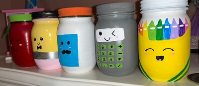 Painted classroom mason jars, school supply mason jars, teacher appreciation gift - image5